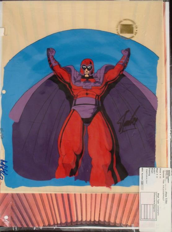 Background Signed X-MEN Original Cel Animation Stan Lee: This is an original signed production cel and lasergraphic background from the hit series X-Men. Stan Lee signature is located on the right of cel in black sharpie. * Under a clou
