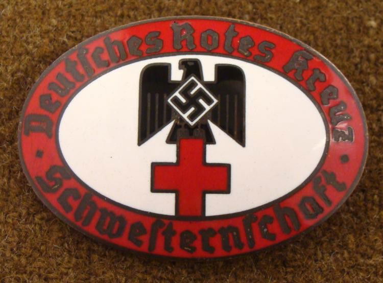 NAZI WWII ORIG DRK/DEUTSCHES ROTES KREUZ BROOCH R CROSS: THIS IS A WWII ORIGINAL NAZI GERMAN RED CROSS, NURSES/NURSES ASSISTANT MEMBERSHIP BROOCH. * THIS BROOCH HAS THE MEMBERS NUMBER ON THE REVERSE (#2237). ON THE FRONT OF THE BROOCH IT READS "DEUTSC