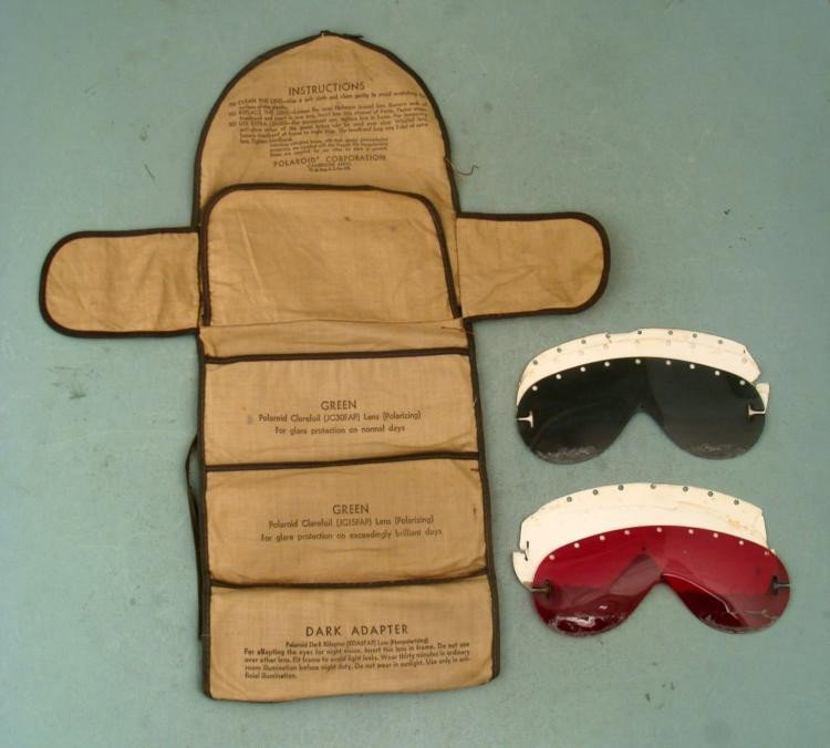 WWII U.S. POLOROID ALL PURPOSE GOGGLE KIT TWO GOGGLES: THIS IS A WWII U.S. POLOROID ALL PURPOSE GOGGLE KIT WITH TWO GOGGLES. * *
