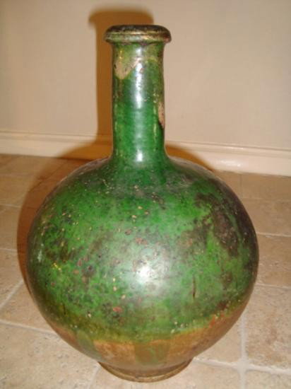 French pottery jar from South of France circa 1800: Highly collectible antique piece of pottery from from South of France. It is a very rare and very old French jug pitcher with its irregular lines, dating around very early 1800's, made of terr