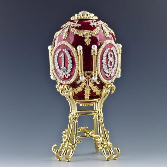 Caucasus Faberge Egg: Caucasus Faberge Egg, Egg + Stand Dimensions: 6.5 in (H), Material: Pewter, Crystals, Enamel, The famed Faberge eggs are jeweled eggs, often with the most ornate, minuscule