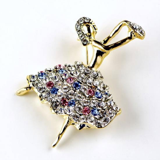 Faberge Ballet Brooch: Faberge Ballet Brooch, Dimensions: 2in (D), Material: Pewter, Crystals. The brooch is an absolute sparkling beauty with colored crystals all over.