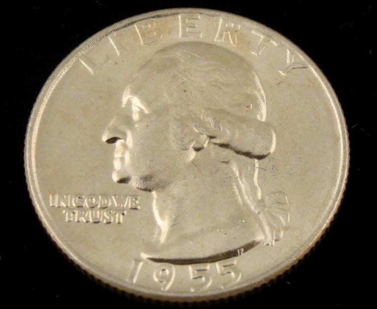 1955-D Gem UNC Washington Silver Quarter: 1955-D Washington Silver Quarter * Condition: Gem Uncirculated