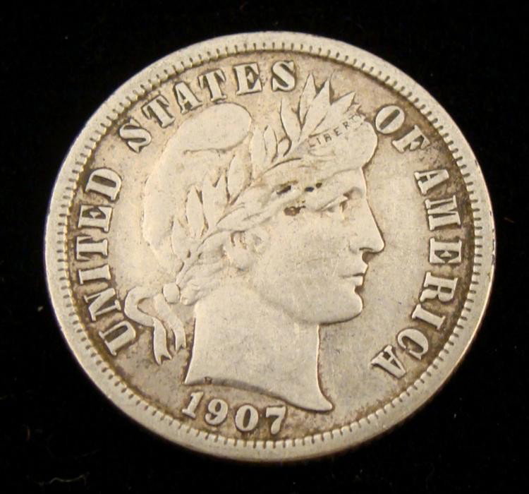 1907-D Silver Barber Dime (Full Liberty) Hi-Grade: 1907-D Silver Barber Dime * Condition: (Full Liberty) Hi-Grade