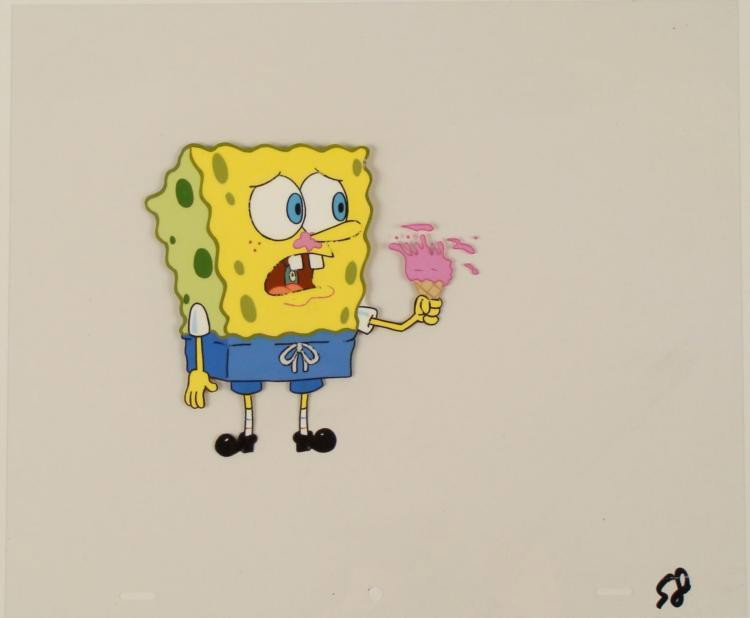Cel Original No Control Spongebob Production Art: This original animation cel is from the Nickelodeon TV showSpongeBob Squarepants. The story takes place under the deep blue seain Bikini Bottom, where SpongeBob resides. Spon