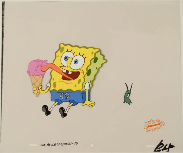 Spongebob Animation Art Original Game Over Cel: This original animation cel is from the Nickelodeon TV showSpongeBob Squarepants. The story takes place under the deep blue seain Bikini Bottom, where SpongeBob resides. Spon
