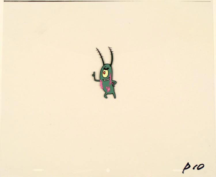 Art Spongebob Production Scary Smart Cel Original: This original animation cel is from the Nickelodeon TV showSpongeBob Squarepants. The story takes place under the deep blue sea in Bikini Bottom, where SpongeBob resides. Spo