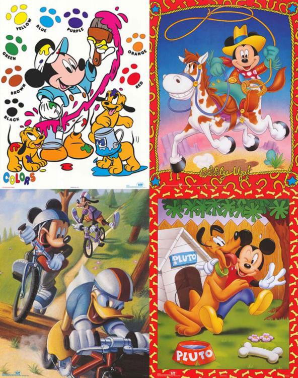 4 Disney Prints Mickey Mouse & Friends Painting, Pluto: Here are four prints from the wonderful world of Disney, featuring the incomparable Mickey Mouse and friends. * Medium: Print on paper Condition: ExcellentMickey Mouse: Giddy UpSize: 20 x 16Mickey &am