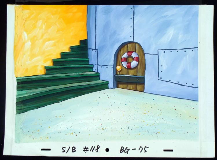 Spongebob Orig Production Cel & Background Krab Stairs: Normal 0 false false false MicrosoftInternetExplorer4 /* Style Definitions */ table.MsoNormalTable{mso-style-name:"Table Normal";mso-tstyle-rowband-size:0;mso-tstyle-colband-size:0;mso-style-noshow:ye
