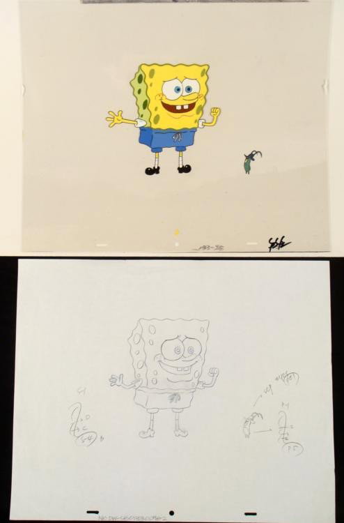 SpongeBob Original Production Cel & Drawing w/ Plankton: Normal 0 false false false MicrosoftInternetExplorer4 /* Style Definitions */ table.MsoNormalTable{mso-style-name:"Table Normal";mso-tstyle-rowband-size:0;mso-tstyle-colband-size:0;mso-style-noshow:ye