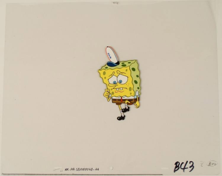 Orig SpongeBob Animation Production Cel Cautious Steps: This original hand-painted cel is from the Nickelodeon TV show SpongeBob Squarepants. The story takes place under the deep blue sea in Bikini Bottom, where SpongeBob resides.