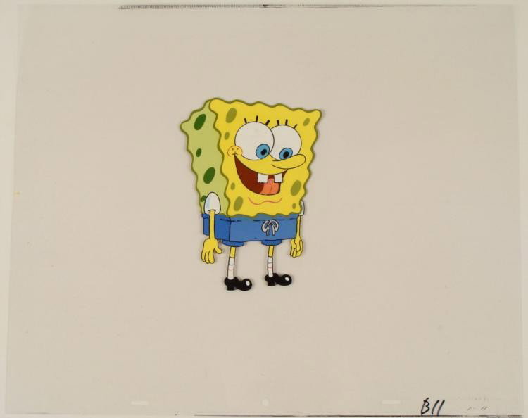 Original SpongeBob Large Animation Production Cel: This original hand-painted cel is from the Nickelodeon TV show SpongeBob Squarepants. The story takes place under the deep blue sea in Bikini Bottom, where SpongeBob resides.