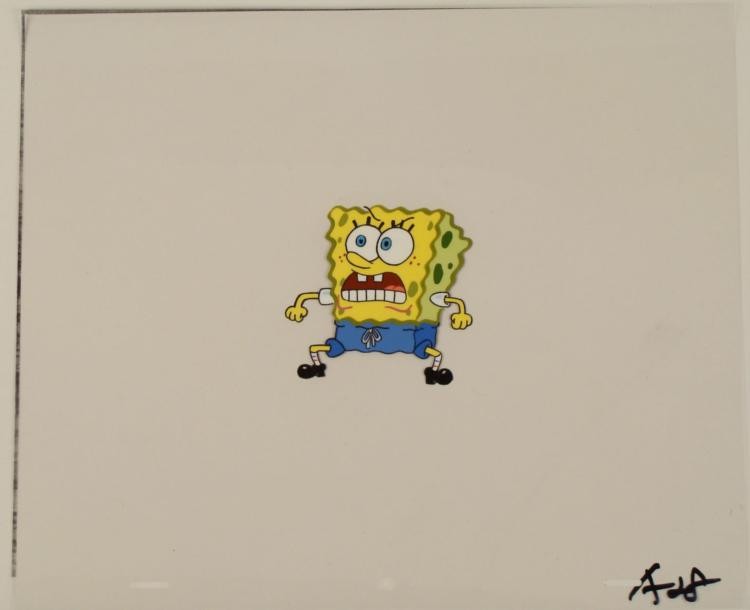 Original SpongeBob Animation Art Cel Hopping Mad: This original animation cel is from the Nickelodeon TV show SpongeBob Squarepants. The story takes place under the deep blue sea in Bikini Bottom, where SpongeBob resides. SpongeB