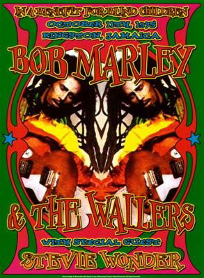 Dennis Loren : Bob Marley/Stevie Wonder Jamaica,1975: Artist: Dennis LorenTitle: Bob Marley & Stevie Wonder, Kingston, Jamaica, 1975Image Size: 19.25 x 14 inches.Paper Size: 19 1/4 x 14 inches.
