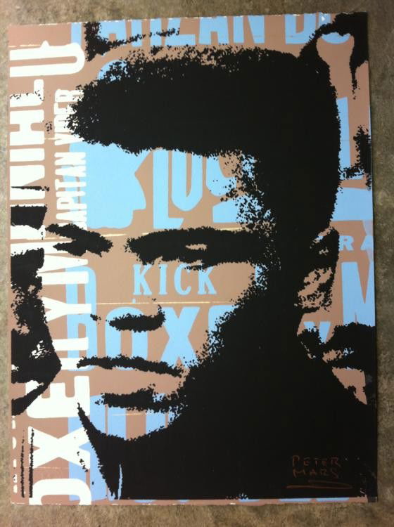 Peter Mars Orig Mixed Media Art Muhammad Ali Slugger: This is an original artwork of the legendary Muhammad Ali, which pays homage to his hometown of Louisville Kentucky--truly a Slugger in his own right. * Artist: Peter Mars Title: Louisville Slugger Me