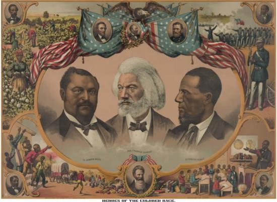 African American Herosof the Colored Race: African American Herosof the Colored Race, Frederick Douglas Black Americana Poster measures approx 17 inches wide by 11 inches high mwf2210
