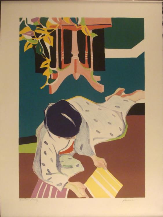Tadashi Asoma Signed Art Print Printers Proof 1970s: This vivid yet contemplative artwork was done in the 1970's, just after the artist first became popular. * Artist: Tadashi AsomaSignature: In pencil, lower rightMedium: Print on paperEdition: Printer'