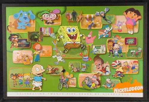 NICKELODEON 25th ANNIVERSARY Print Framed 45 Characters: Over 45 Nickelodeon characters team up for the ultimate salute to the fun, adventure and creativity showcased on Nickelodeon everyday for twenty-five years and counting. This unique presentation featu