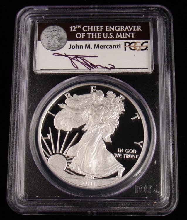 5 Pc 2011 Silver Eagle $1 Anniversary Set PCGS PR70 1st: 5 Piece 2011 Silver Eagle $1 25th Anniversary Set, with Mercanti signature * Type: First StrikeGraded by: Professional Coin Grading Service * 2011Grade: Mint State 702011-PGrade: Proof 702011-SGrade: 