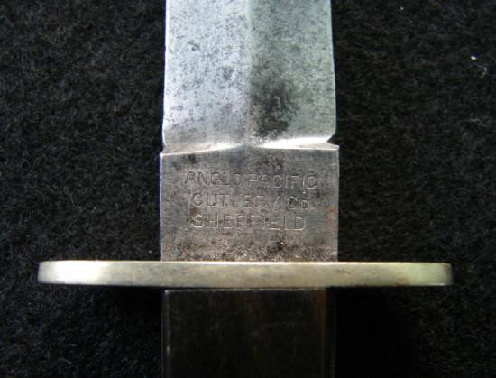 Circa 1850 superb ~Anglo Pacific Cutlery Co Sheffield: Circa 1850, superb ~Anglo Pacific Cutlery Co, Sheffield~ clearly marked rare double edged side knife retaining all of its original luster on a near perfect pair of silver inlaid grips. Very sh