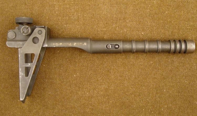 ISRAELI 7.62 MACHINE GUN BARRELL STABELIZER: THIS IS AN ISRAELI 7.62 MACHINE GUN BARRELL STABELIZER. IT IS WELL MARKED, HAS ADJUSTMENT KNOBS, AND A SERIAL NUMBER. THE DESCRIPTION IS OUR BEST GUESS. IT IS VERY WELL MADE & MA