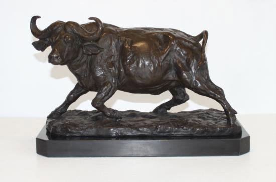 Exquisite Bronze Sculpture Cape Water Buffalo: Cape Water Buffalo Bronze Sculpture, After Barye 14"L x 10"H x 14"W32 lbs. This bronze sculpture was produced using the "Lost Wax" casting method. The"Lost Wax" Cast method is the most precise met