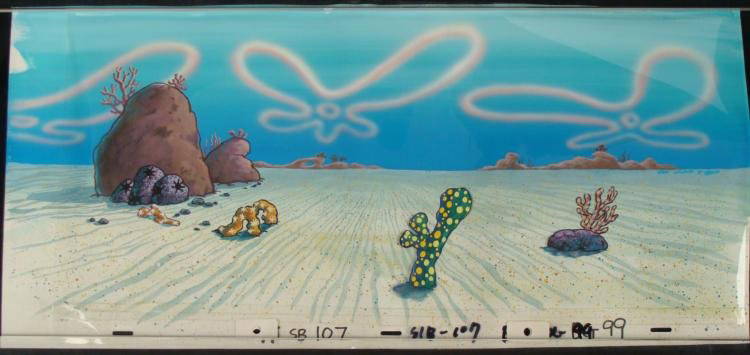 Orig Spongebob Animation Cel W/background Landscape