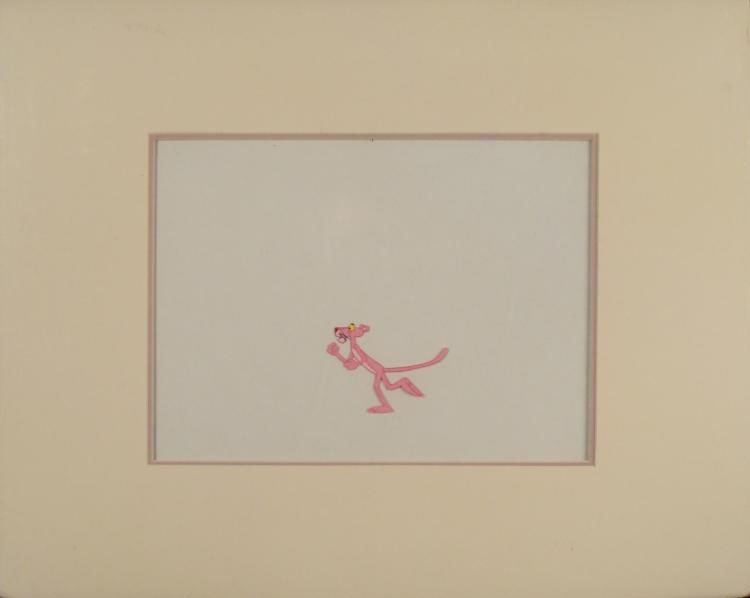 Pink Panther Original Production Cel Running: This is an original animation cel used in the production of The Pink Panther Show cartoon. The program ran on television throughout the 1970's. Pink is running in this scene. * Medium: Hand-inked and