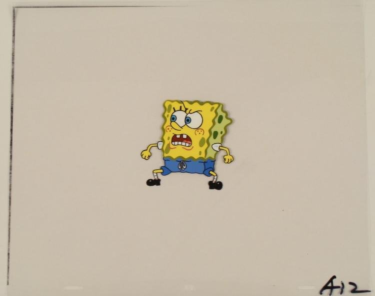 Original SpongeBob Animation Art Cel Hey- Not Fair!: This original animation cel is from the Nickelodeon TV show SpongeBob Squarepants. The story takes place under the deep blue sea in Bikini Bottom, where SpongeBob resides. SpongeB