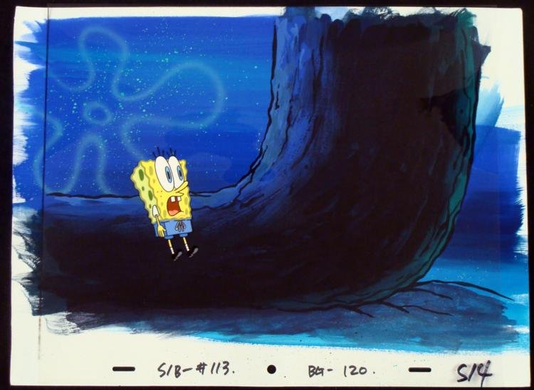 SpongeBob Original Production Cel, Background Yikes!: Normal 0 false false false MicrosoftInternetExplorer4 /* Style Definitions */ table.MsoNormalTable{mso-style-name:"Table Normal";mso-tstyle-rowband-size:0;mso-tstyle-colband-size:0;mso-style-noshow:ye