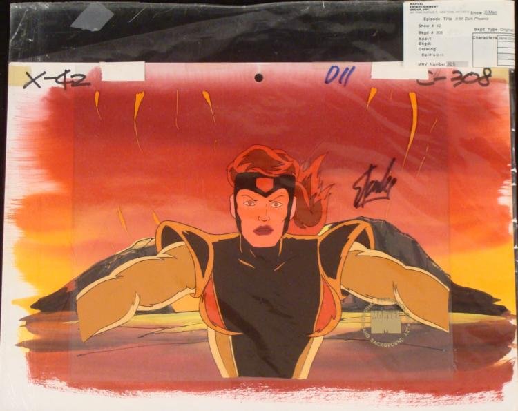 Original Animation Cel Stan Lee Background Singed X-Men: This is an original signed production cel and background from the hit series X-Men. Stan Lee signature is located on the right side of cel in black sharpie. * Under a cloud of increasi