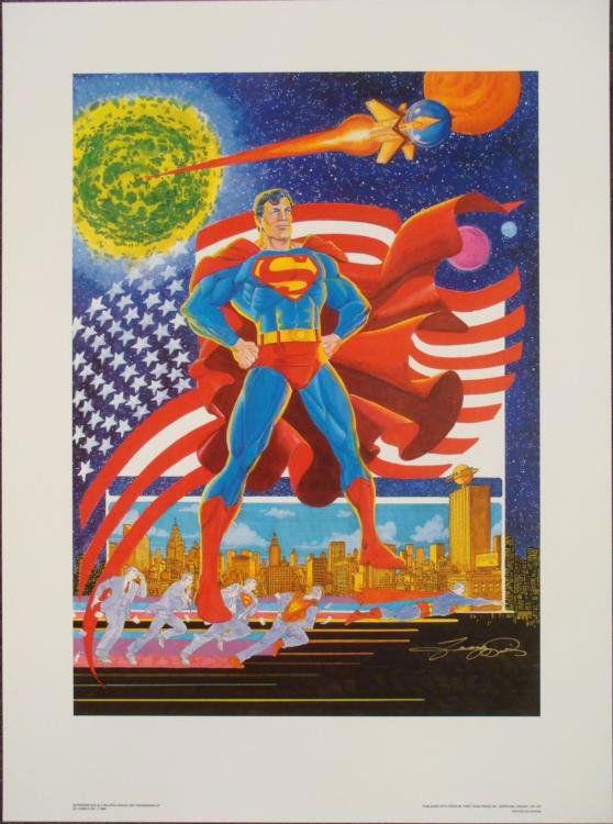 Superman Signed George Perez Print Defender of Mankind: Superman, defender of all that is good and evil, watch as he transforms from a typical citizen (Clark Kent) to the hero who holds the key to our safety. * Artist: George Perez Medium: Lithograph print