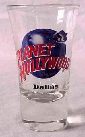 Planet Hollywood DALLAS Shot Glass Case of 144 MIB: This is a case of 144 shot glasses from Planet Hollywood DALLAS. They are in mint condition, and come in the original box. These shots are now rare, because the location is no longer open. Each 3 1/2"