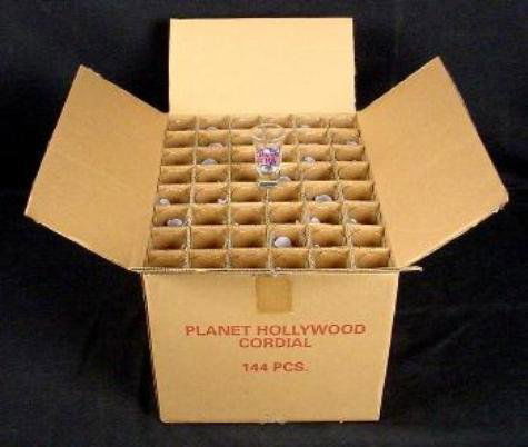 Planet Hollywood SAN DIEGO Shot Glass Case/144 MIB: This is a case of 144 shot glasses from Planet Hollywood SAN DIEGO. They are in mint condition, and come in the original box. These shots are now rare, because the location is no longer open. Each 3 1