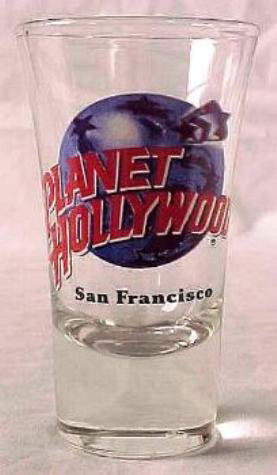 Planet Hollywood SAN FRANCISCO Shot Glass Case/144 MIB: This is a case of 144 shot glasses from Planet Hollywood SAN FRANCISCO. They are in mint condition, and come in the original box. These shots are now rare, because the location is no longer open. Each