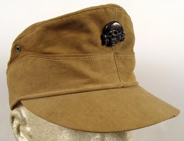 NAZI AFRICA CORPS (AK) M43 CAP WITH SS SKULL: NAZI AFRICA CORPS (AK) M43 CAP WITH SS SKULL * *