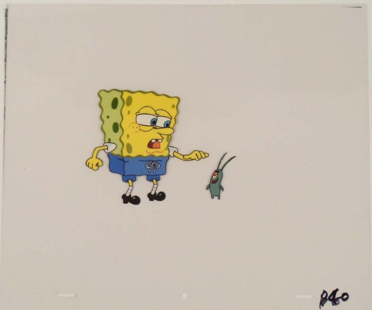 Orig 2 Layer SpongeBob Animation Cel Plankton Control: This original animation cel is from the Nickelodeon TV show SpongeBob Squarepants. The story takes place under the deep blue sea in Bikini Bottom, where SpongeBob resides. Sp