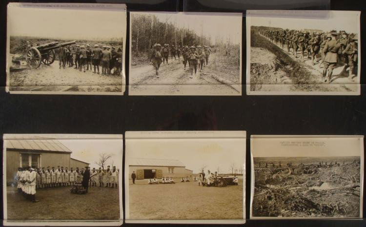 5 6x8" WWI BRITISH PRESS RELEASES-ORIG-WESTERN FRONT: 5 6x8" WWI BRITISH PRESS RELEASES-ORIG-WESTERN FRONT * NAVY BARRACKS ENGLAND/GUNNERY INST--ANOTHER SAME SUBJECT--AMERICAN INFANTRY IN FRANCEROAD CONSTRUCTION MENIN FRANCE--TROOPS NEAR RHEIMS AFTER DRI
