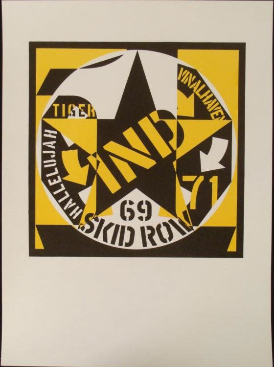 Robert Indiana Art Print Self Portrait 69 Skid Row: This self portrait contains the great, bolg geometric shapes the artist is known for. * * Artist: Robert Indiana Title: Self Portrait 69 Skid RowMedium: Lithograph on paperSheet size: 10 1/2 x 14 1/8