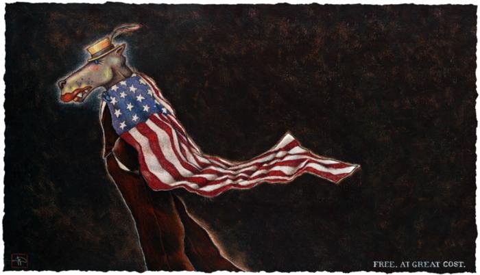 Markus Pierson 'Free at Great Cost' Serigraph: Artist: Markus Pierson Title: Free at Great Cost Medium: Digital Pigment Print with Serigraph on Paper Image and Paper size: 15" x 26" Edition: 95 Arabic numbers Certificate of Authenticity included B