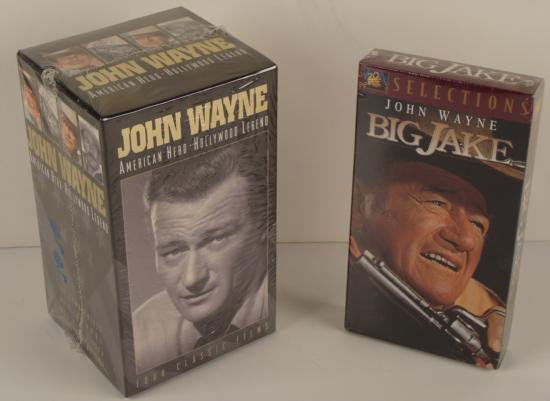 John Wayne American Hero Box Set Big Jake VHS Videos: What you'll get here are 5 classic John Wayne movies on VHS cassette tapes. * American Hero / Hollywood Legend box set containing 4 movies, mint condition sealed: * North to Alaska * Rio Grande * Sand