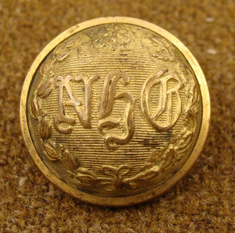New Haven Grays Civil War Military Gold Antique Button: This is a military coat button from the New Haven Grays, dating from the Civil War period. The Grays formed from members of the New Haven Militia, and they participated in the first major conflict of 