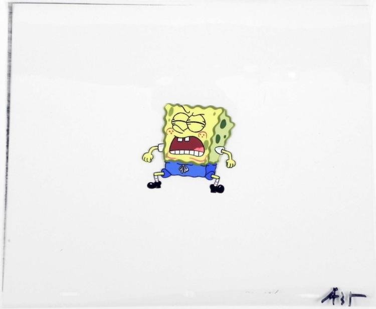 Original Cel High Pitched Scream Spongebob Animation: This original animation cel is from the Nickelodeon TV show SpongeBob Squarepants. The story takes place under the deep blue sea in Bikini Bottom, where SpongeBob resides. Sp
