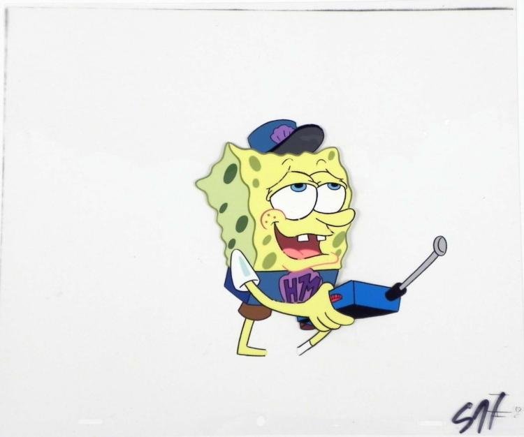 Rewarding Boring Job Cel Animation Spongebob Original: }This original animation cel is from the Nickelodeon TV show SpongeBob Squarepants. The story takes place under the deep blue sea in Bikini Bottom, where SpongeBob resides. S