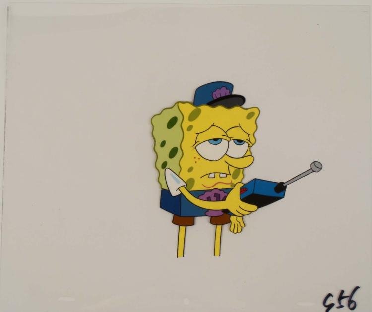 Spongebob Original Production Boring Job Art Cel: This original animation cel is from the Nickelodeon TV show SpongeBob Squarepants. The story takes place under the deep blue sea in Bikini Bottom, where SpongeBob resides. Sp
