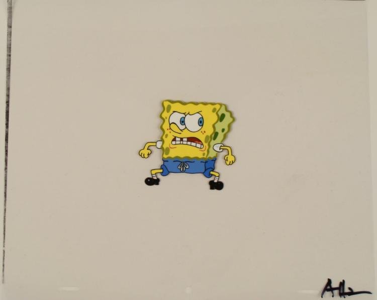 Original SpongeBob Animation Art Cel Frustrated: This original animation cel is from the Nickelodeon TV show SpongeBob Squarepants. The story takes place under the deep blue sea in Bikini Bottom, where SpongeBob resides. SpongeB