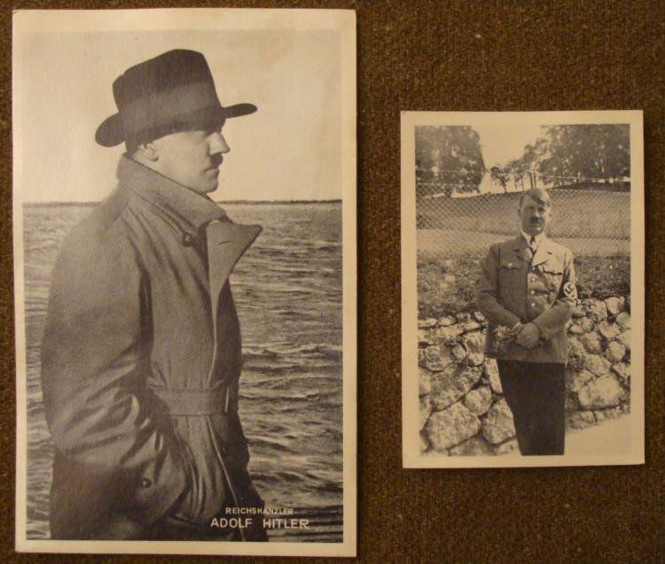 TWO EARLY RARE CANDID PHOTOS OF ADOLF HITLER ORIGINAL: OFFERED HERE ARE TWO EARLY RARE ORIGINAL CANDID PHOTOS OF ADOLF HITLER. ONE IS A POSTCARD AND THE OTHER SHOWS HITLER AT BERCHTESGADEN. *
