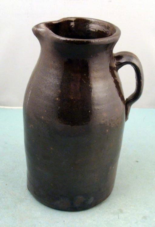 Antique Rustic Stoneware Water Pitcher 11 In. Tall