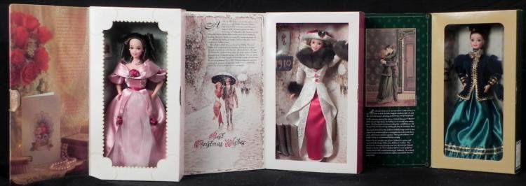 3 Hallmark Barbies - Sweet Valentine Yuletide Romance: This lot will win your sweetheart over. Offered here are three Hallmark Special Edition Barbie dolls. You will receive: * Yuletide Romance - As the year draws to an end and the winter's ch