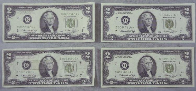 4 Star Notes 1976 $2 Bills G Mint Chicago: 4 Star Notes 1976 $2 Bills * Condition: Crisp UncirculatedMint marks: G (Chicago), B (New York)